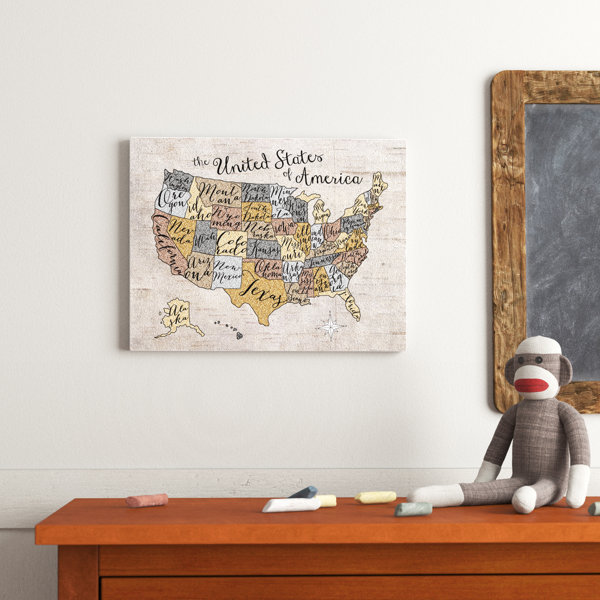 Andover Mills™ Baby & Kids Abernathy United States Map Typography Wall